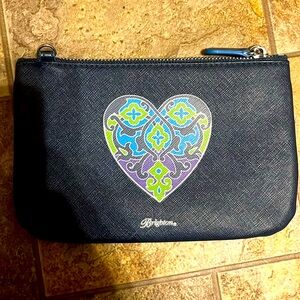 BRIGHTON Navy Blue Heart Design Mini Crossbody Purse Bag Callouts Missing Strap